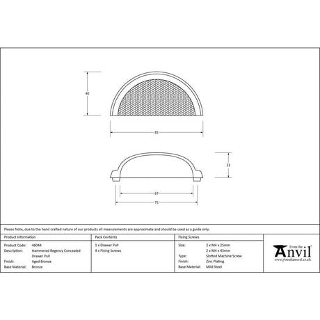 This is an image showing From The Anvil - Aged Bronze Hammered Regency Concealed Drawer Pull available from trade door handles, quick delivery and discounted prices