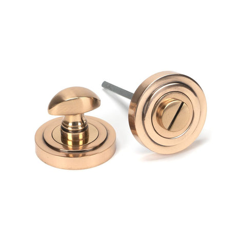 This is an image of From The Anvil - Polished Bronze Round Thumbturn Set (Art Deco) available to order from T.H Wiggans Architectural Ironmongery in Kendal, quick delivery and discounted prices.