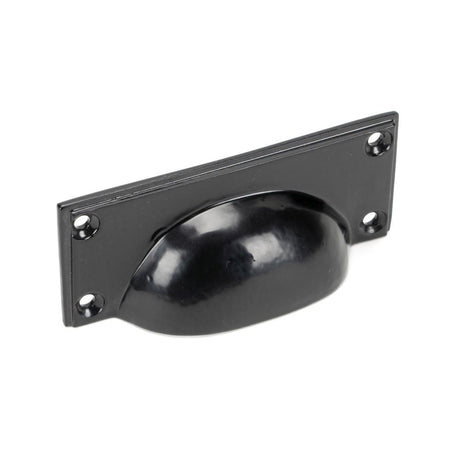 This is an image showing From The Anvil - Black Art Deco Drawer Pull available from T.H Wiggans Architectural Ironmongery in Kendal, quick delivery and discounted prices