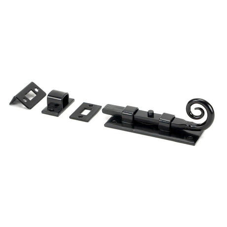 This is an image showing From The Anvil - Black 4" Monkeytail Universal Bolt available from T.H Wiggans Architectural Ironmongery in Kendal, quick delivery and discounted prices