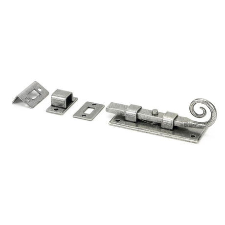 This is an image showing From The Anvil - Pewter 4" Monkeytail Universal Bolt available from T.H Wiggans Architectural Ironmongery in Kendal, quick delivery and discounted prices
