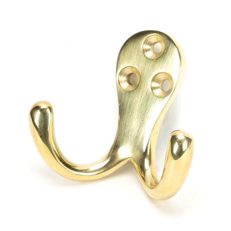 This is an image showing From The Anvil - Polished Brass Celtic Double Robe Hook available from T.H Wiggans Architectural Ironmongery in Kendal, quick delivery and discounted prices