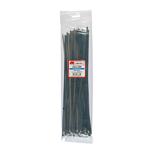 This is an image showing TIMCO Cable Ties - Stainless Steel - 4.6 x 350 - 100 Pieces Bag available from T.H Wiggans Ironmongery in Kendal, quick delivery at discounted prices.