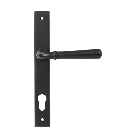 This is an image of From The Anvil - Matt Black Hammered Newbury Slimline Espag. Lock Set available to order from T.H Wiggans Architectural Ironmongery in Kendal, quick delivery and discounted prices.