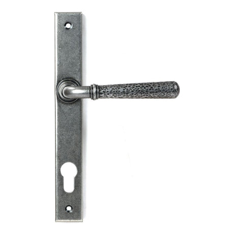 This is an image of From The Anvil - Pewter Hammered Newbury Slimline Espag. Lock Set available to order from T.H Wiggans Architectural Ironmongery in Kendal, quick delivery and discounted prices.