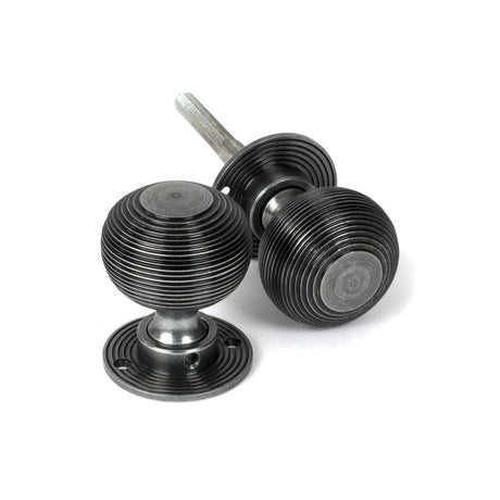 This is an image of From The Anvil - Pewter Heavy Beehive Mortice/Rim Knob Set available to order from T.H Wiggans Architectural Ironmongery in Kendal, quick delivery and discounted prices.