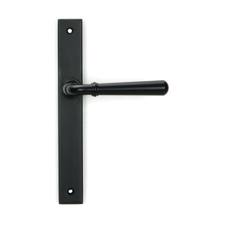 This is an image of From The Anvil - Matt Black Newbury Slimline Lever Espag. Latch Set available to order from T.H Wiggans Architectural Ironmongery in Kendal, quick delivery and discounted prices.