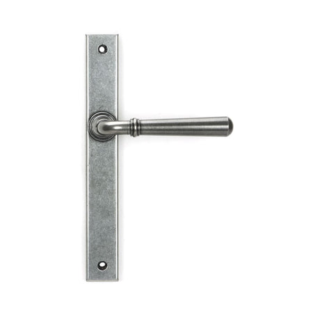 This is an image of From The Anvil - Pewter Newbury Slimline Lever Espag. Latch Set available to order from T.H Wiggans Architectural Ironmongery in Kendal, quick delivery and discounted prices.