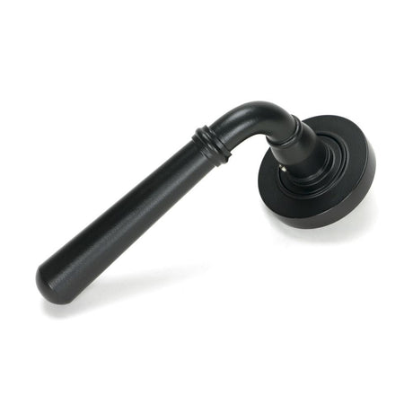 This is an image of From The Anvil - Matt Black Newbury Lever on Rose Set (Plain) available to order from T.H Wiggans Architectural Ironmongery in Kendal, quick delivery and discounted prices.