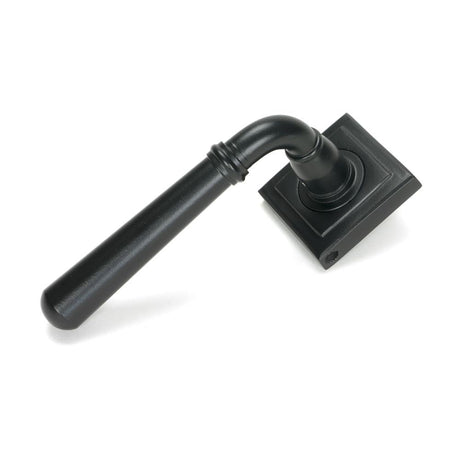 This is an image of From The Anvil - Matt Black Newbury Lever on Rose Set (Square) available to order from T.H Wiggans Architectural Ironmongery in Kendal, quick delivery and discounted prices.
