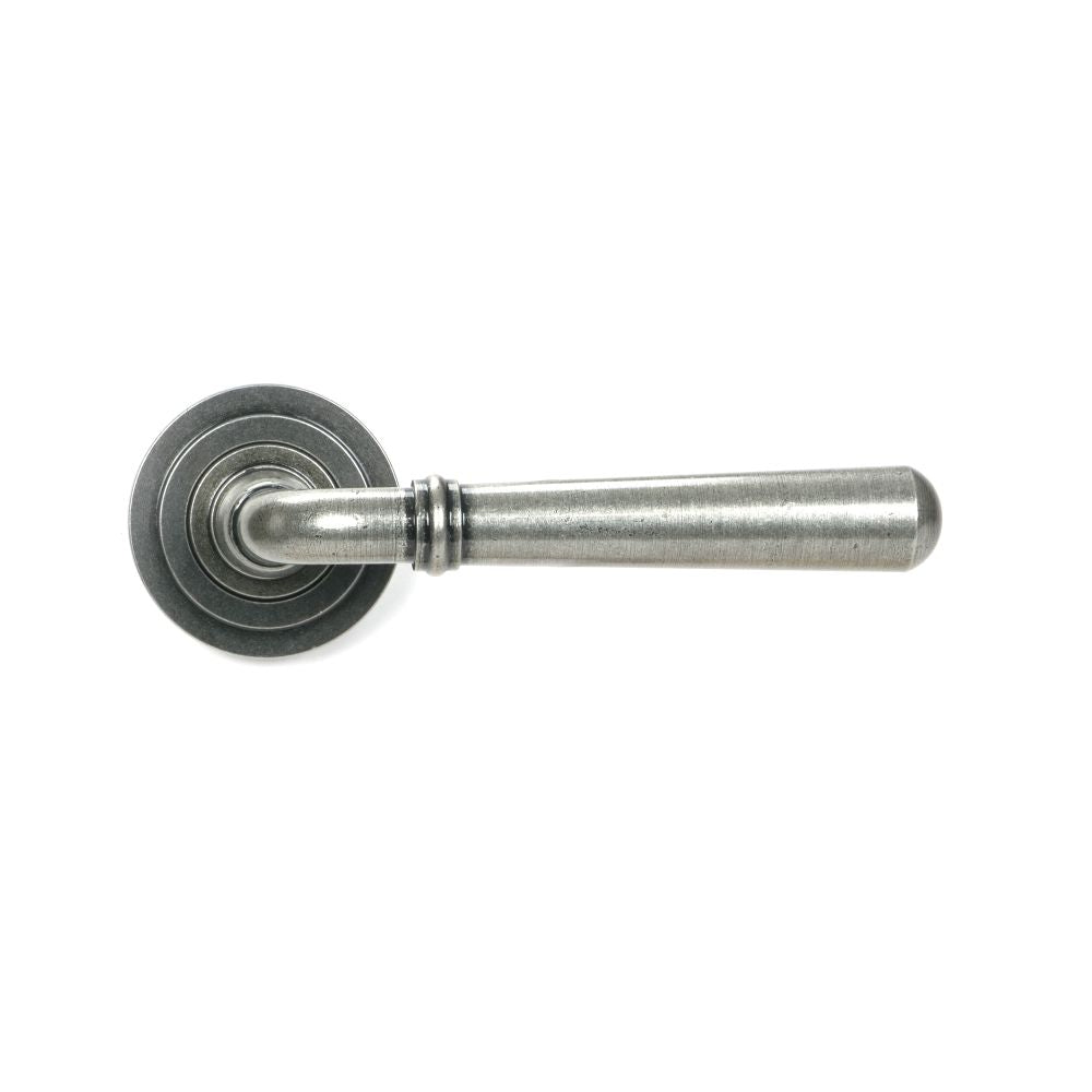 This is an image showing From The Anvil - Pewter Newbury Lever on Rose Set (Art Deco) available from trade door handles, quick delivery and discounted prices