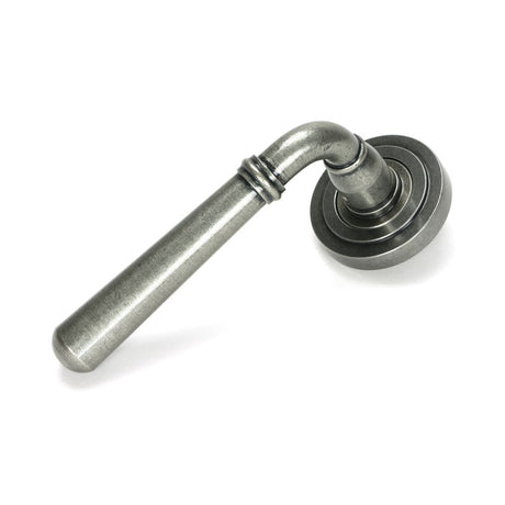 This is an image of From The Anvil - Pewter Newbury Lever on Rose Set (Art Deco) available to order from T.H Wiggans Architectural Ironmongery in Kendal, quick delivery and discounted prices.