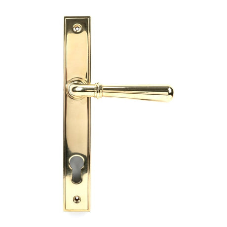This is an image of From The Anvil - Polished Brass Newbury Slimline Lever Espag. Lock Set available to order from T.H Wiggans Architectural Ironmongery in Kendal, quick delivery and discounted prices.