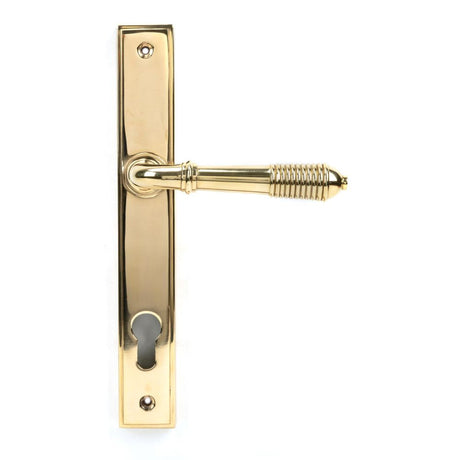 This is an image of From The Anvil - Polished Brass Reeded Slimline Lever Espag. Lock Set available to order from T.H Wiggans Architectural Ironmongery in Kendal, quick delivery and discounted prices.