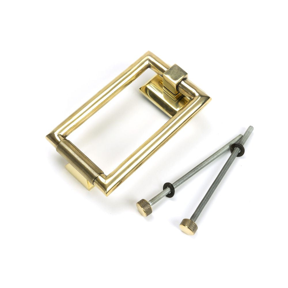 This is an image of From The Anvil - Aged Brass Brompton Door Knocker available to order from T.H Wiggans Architectural Ironmongery in Kendal, quick delivery and discounted prices.