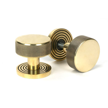 This is an image of From The Anvil - Aged Brass Brompton Mortice/Rim Knob Set (Beehive) available to order from T.H Wiggans Architectural Ironmongery in Kendal, quick delivery and discounted prices.