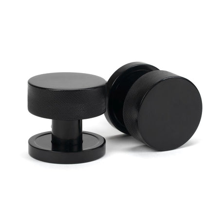This is an image of From The Anvil - Black Brompton Mortice/Rim Knob Set (Plain) available to order from T.H Wiggans Architectural Ironmongery in Kendal, quick delivery and discounted prices.