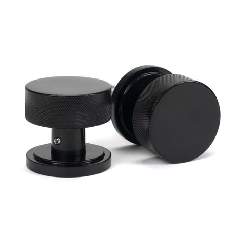 This is an image of From The Anvil - Black Brompton Mortice/Rim Knob Set (Art Deco) available to order from T.H Wiggans Architectural Ironmongery in Kendal, quick delivery and discounted prices.