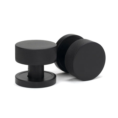 This is an image of From The Anvil - Matt Black Brompton Mortice/Rim Knob Set (Plain) available to order from T.H Wiggans Architectural Ironmongery in Kendal, quick delivery and discounted prices.