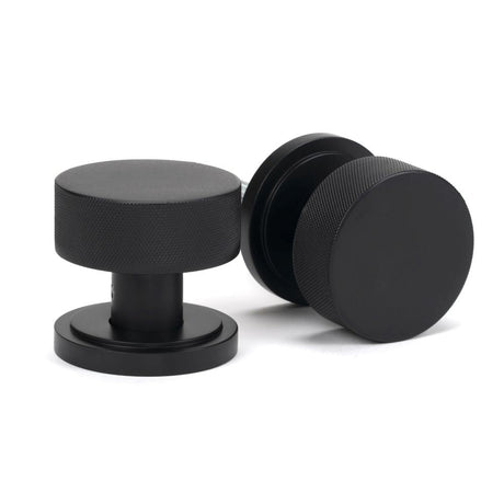 This is an image of From The Anvil - Matt Black Brompton Mortice/Rim Knob Set (Art Deco) available to order from T.H Wiggans Architectural Ironmongery in Kendal, quick delivery and discounted prices.