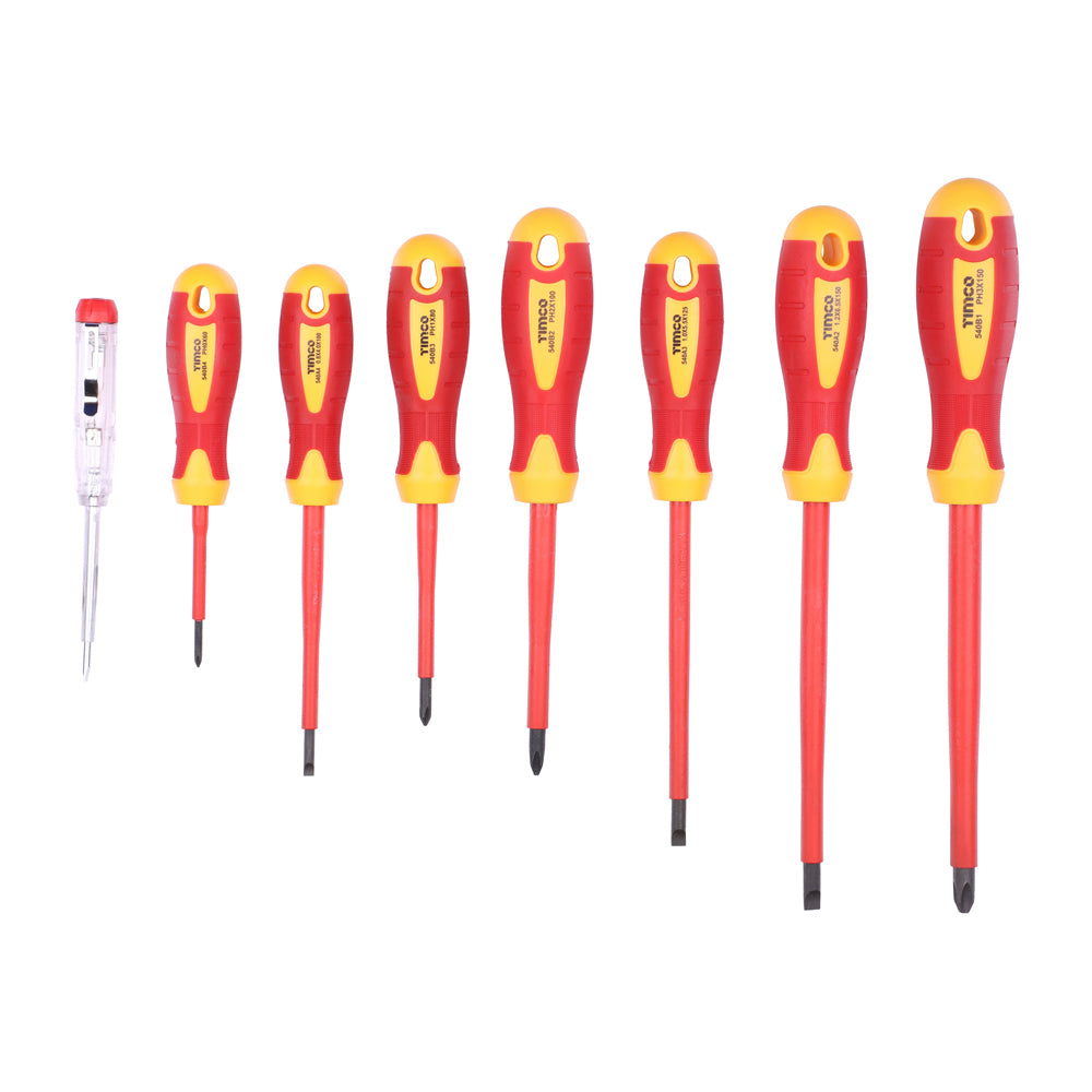 This is an image showing TIMCO VDE Screwdriver Set - 8pcs - 8 Pieces Box available from T.H Wiggans Ironmongery in Kendal, quick delivery at discounted prices.