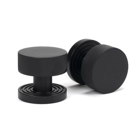 This is an image of From The Anvil - Matt Black Brompton Mortice/Rim Knob Set (Beehive) available to order from T.H Wiggans Architectural Ironmongery in Kendal, quick delivery and discounted prices.
