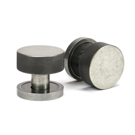 This is an image of From The Anvil - Pewter Brompton Mortice/Rim Knob Set (Plain) available to order from T.H Wiggans Architectural Ironmongery in Kendal, quick delivery and discounted prices.