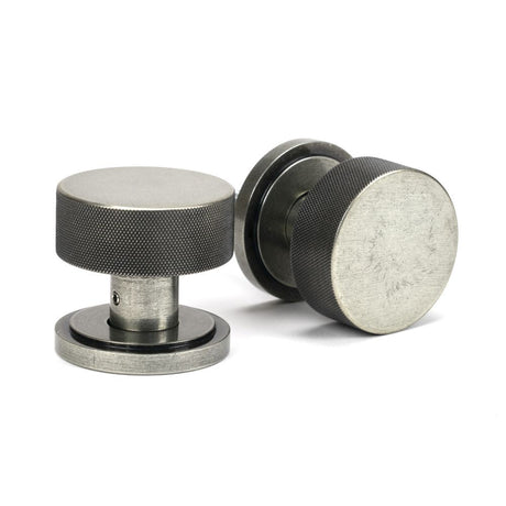 This is an image of From The Anvil - Pewter Brompton Mortice/Rim Knob Set (Art Deco) available to order from T.H Wiggans Architectural Ironmongery in Kendal, quick delivery and discounted prices.