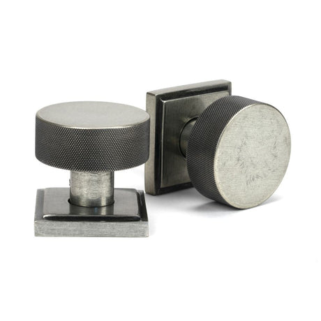 This is an image of From The Anvil - Pewter Brompton Mortice/Rim Knob Set (Square) available to order from T.H Wiggans Architectural Ironmongery in Kendal, quick delivery and discounted prices.