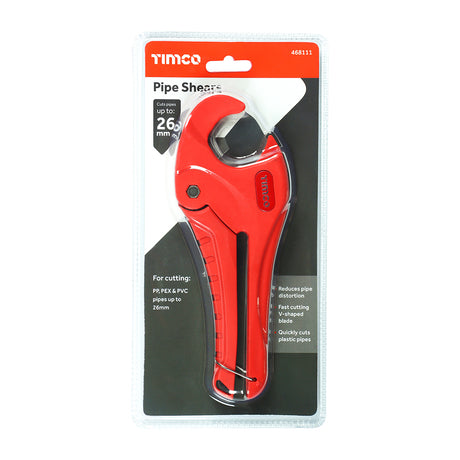 This is an image showing TIMCO Pipe Shears - 0 - 26mm - 1 Each Blister Pack available from T.H Wiggans Ironmongery in Kendal, quick delivery at discounted prices.