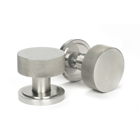 This is an image of From The Anvil - Satin Marine SS (316) Brompton Mortice/Rim Knob Set (Art Deco) available to order from T.H Wiggans Architectural Ironmongery in Kendal, quick delivery and discounted prices.