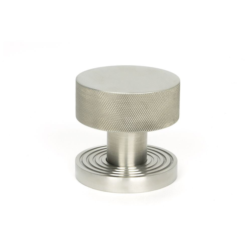 This is an image showing From The Anvil - Satin Marine SS (316) Brompton Mortice/Rim Knob Set (Beehive) available from trade door handles, quick delivery and discounted prices