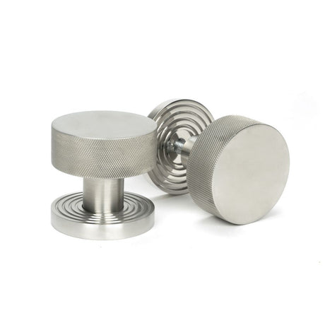 This is an image of From The Anvil - Satin Marine SS (316) Brompton Mortice/Rim Knob Set (Beehive) available to order from T.H Wiggans Architectural Ironmongery in Kendal, quick delivery and discounted prices.