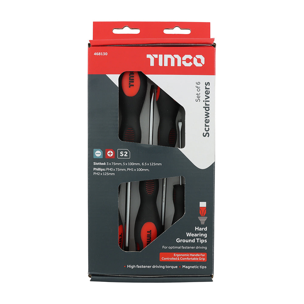 This is an image showing TIMCO Screwdriver Set - 6pcs - 6 Pieces Box available from T.H Wiggans Ironmongery in Kendal, quick delivery at discounted prices.