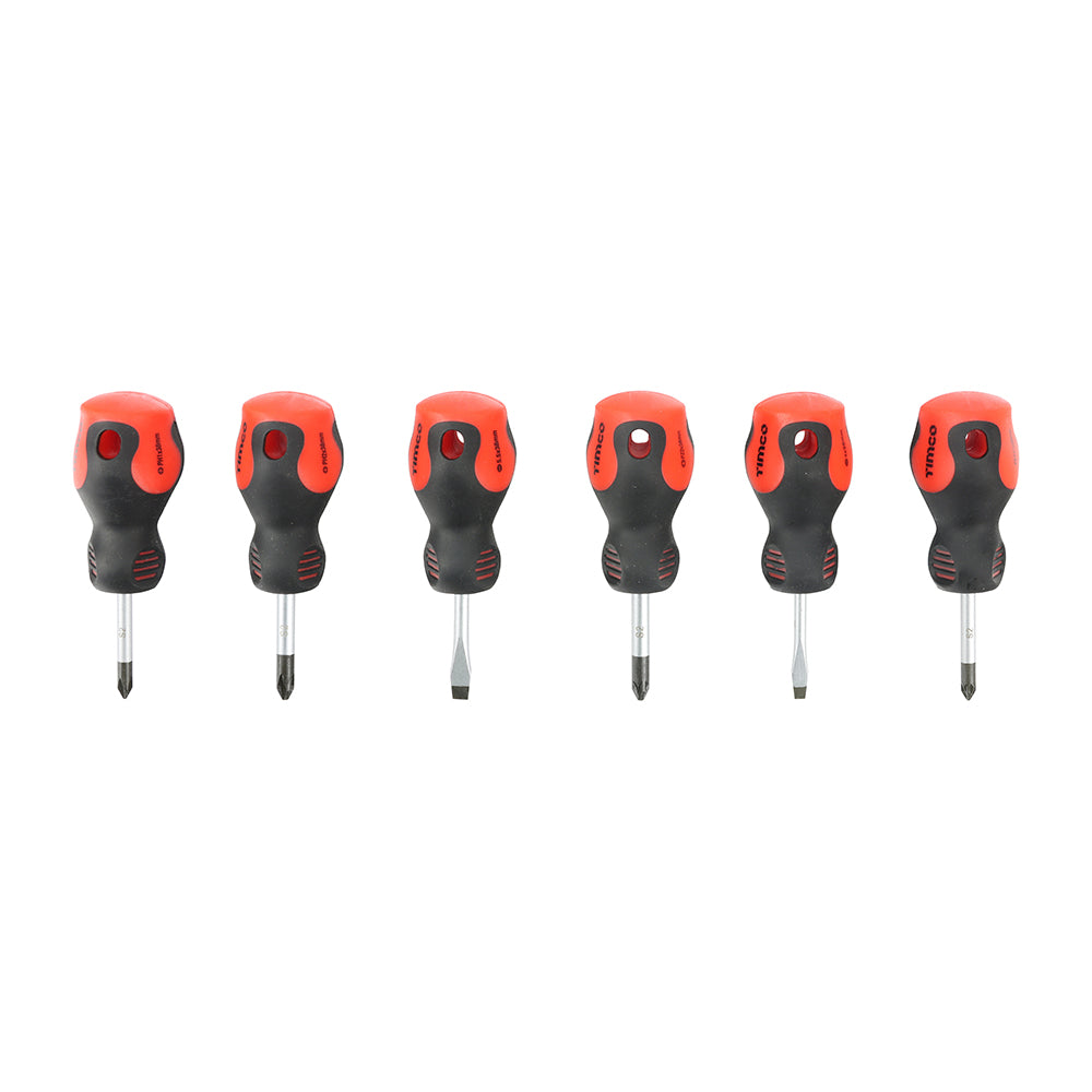 This is an image showing TIMCO Stubby Screwdriver Set - 6pcs - 6 Pieces Box available from T.H Wiggans Ironmongery in Kendal, quick delivery at discounted prices.