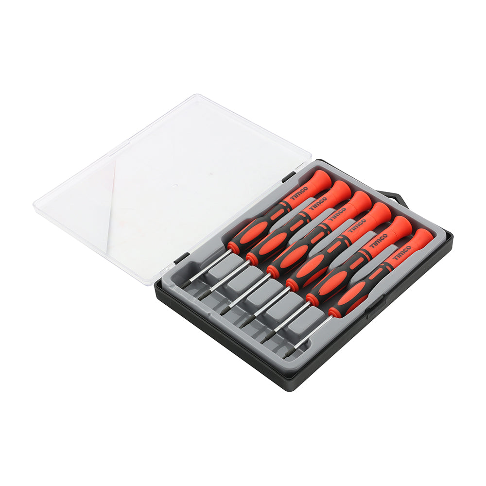 This is an image showing TIMCO Precision Screwdriver Set - 6pcs - 6 Pieces Case available from T.H Wiggans Ironmongery in Kendal, quick delivery at discounted prices.