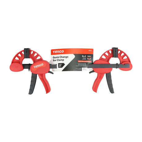 This is an image showing TIMCO Quick Change Bar Clamp - 12" - 2 Pieces Backing Card available from T.H Wiggans Ironmongery in Kendal, quick delivery at discounted prices.