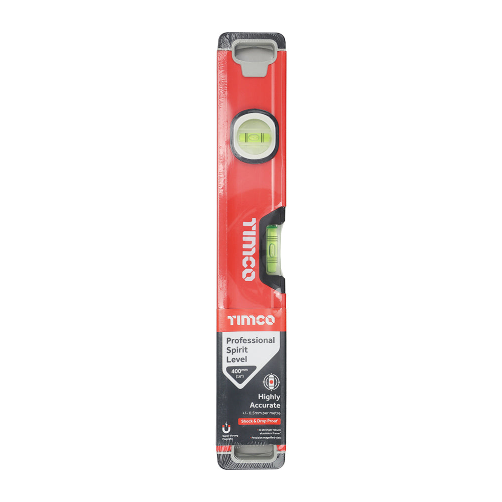 This is an image showing TIMCO Professional Spirit Level - Box Beam - 400mm - 1 Each Unit available from T.H Wiggans Ironmongery in Kendal, quick delivery at discounted prices.