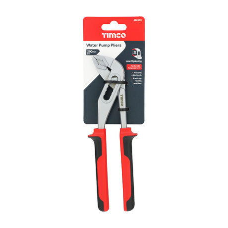 This is an image showing TIMCO Water Pump Pliers - 8" - 1 Each Backing Card available from T.H Wiggans Ironmongery in Kendal, quick delivery at discounted prices.