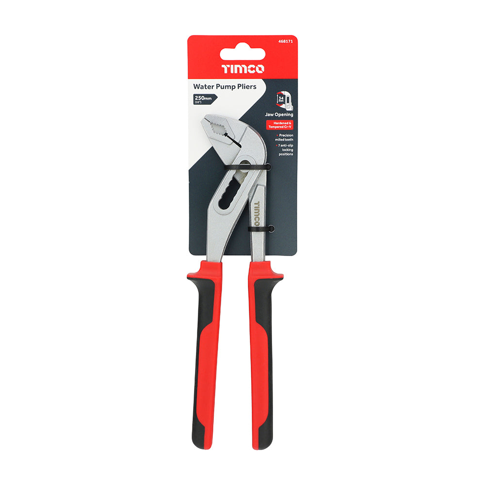 This is an image showing TIMCO Water Pump Pliers - 10" - 1 Each Backing Card available from T.H Wiggans Ironmongery in Kendal, quick delivery at discounted prices.