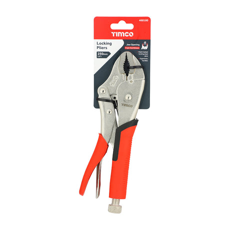 This is an image showing TIMCO Locking Pliers - 10" - 1 Each Backing Card available from T.H Wiggans Ironmongery in Kendal, quick delivery at discounted prices.