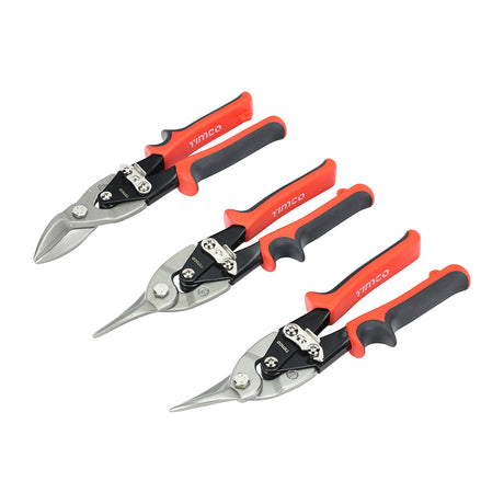 This is an image showing TIMCO Aviation Snips Set - 3pcs - 3 Pieces Blister Pack available from T.H Wiggans Ironmongery in Kendal, quick delivery at discounted prices.