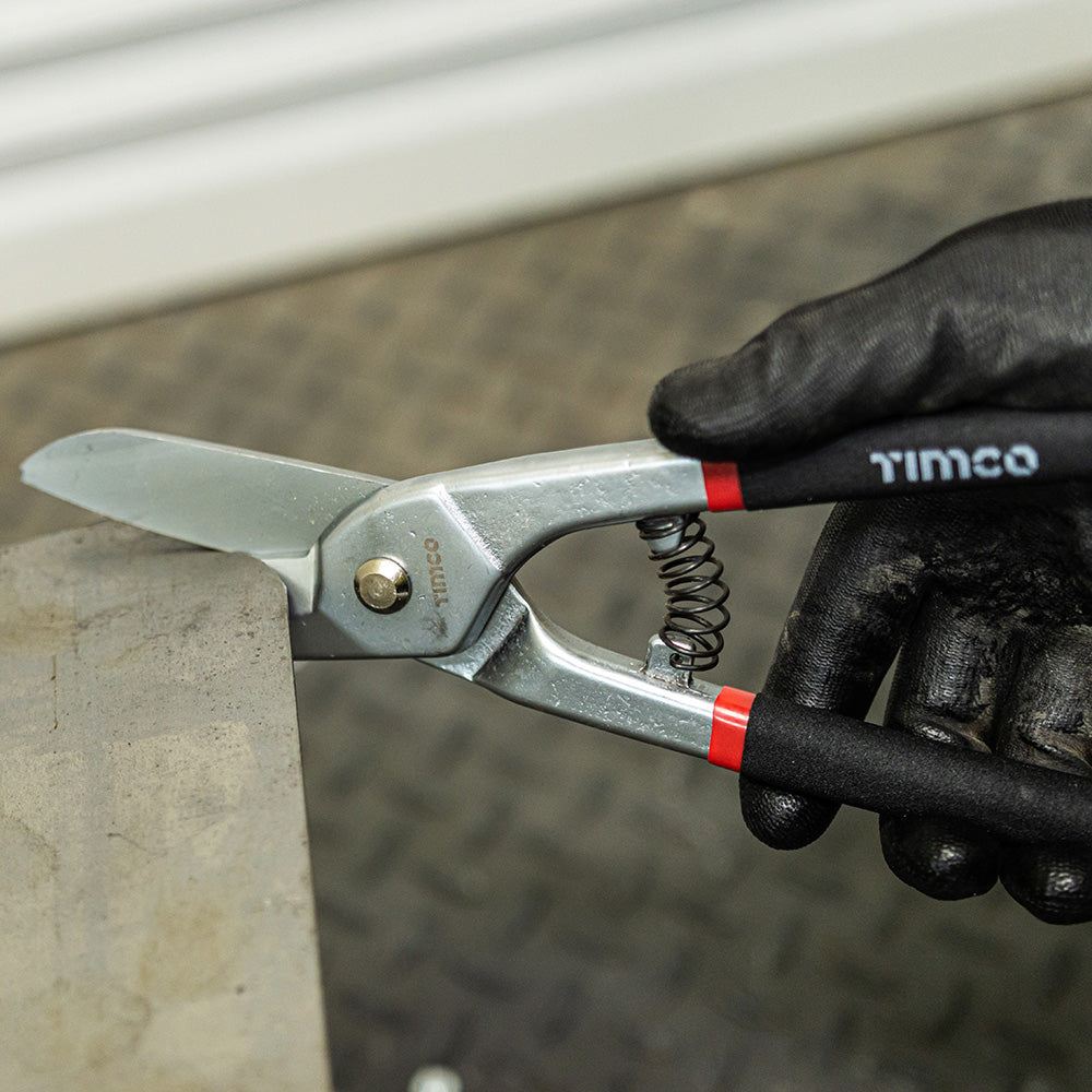 This is an image showing TIMCO Tin Snips - 10" - 1 Each Backing Card available from T.H Wiggans Ironmongery in Kendal, quick delivery at discounted prices.