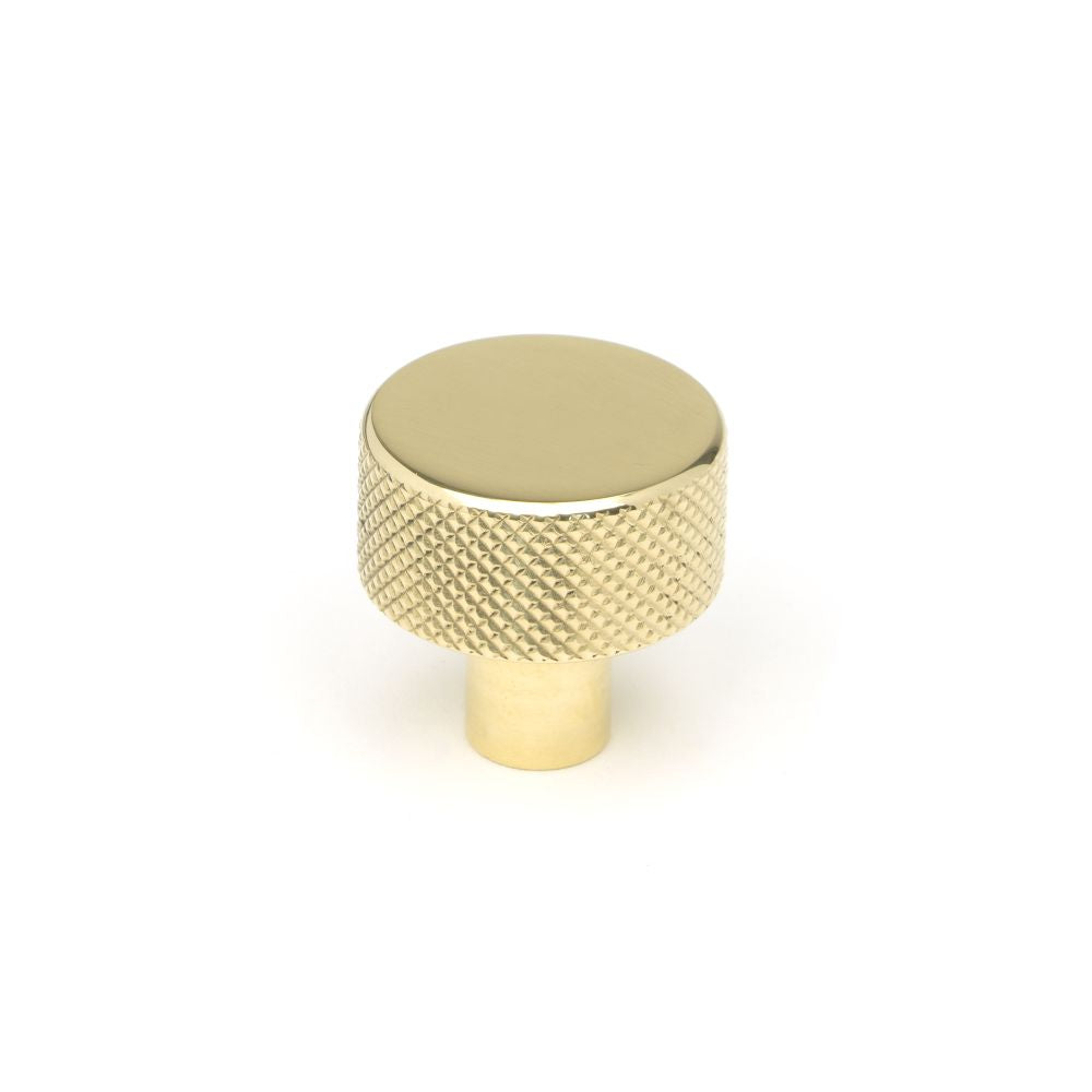 This is an image showing From The Anvil - Polished Brass Brompton Cabinet Knob - 25mm (No rose) available from T.H Wiggans Architectural Ironmongery in Kendal, quick delivery and discounted prices