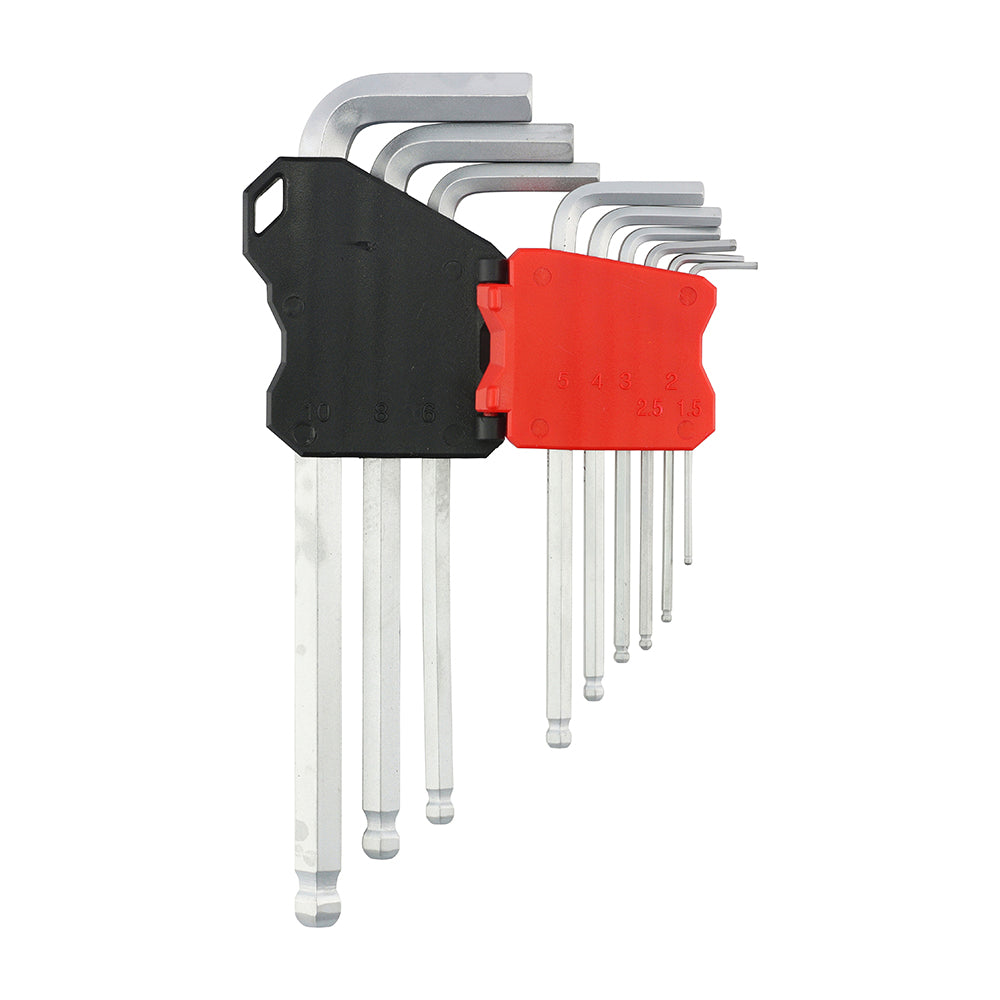 This is an image showing TIMCO Long Arm Ball End Hex Key Set - 9pcs - 9 Pieces Blister Pack available from T.H Wiggans Ironmongery in Kendal, quick delivery at discounted prices.