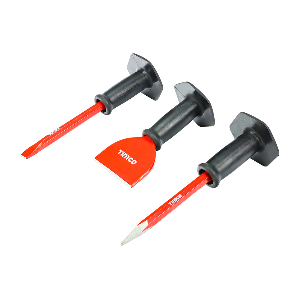 This is an image showing TIMCO Bolster & Chisel Set - 3pcs - 3 Pieces Pack available from T.H Wiggans Ironmongery in Kendal, quick delivery at discounted prices.