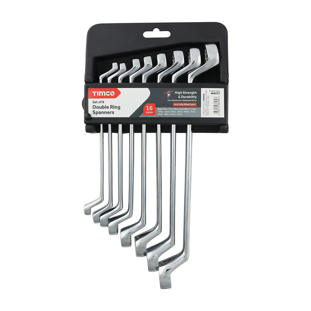 This is an image showing TIMCO Spanner Set - Double Ring - 8pcs - 8 Pieces Pack available from T.H Wiggans Ironmongery in Kendal, quick delivery at discounted prices.