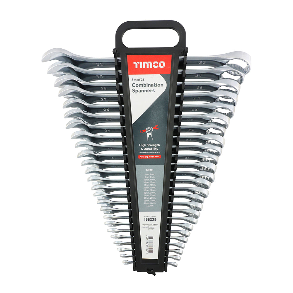 This is an image showing TIMCO Spanner Set - Combination - 25pcs - 25 Pieces Pack available from T.H Wiggans Ironmongery in Kendal, quick delivery at discounted prices.