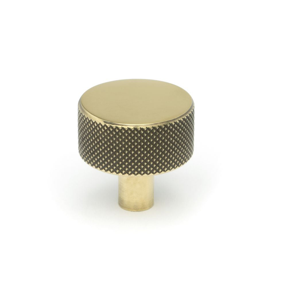This is an image showing From The Anvil - Aged Brass Brompton Cabinet Knob - 32mm (No rose) available from T.H Wiggans Architectural Ironmongery in Kendal, quick delivery and discounted prices