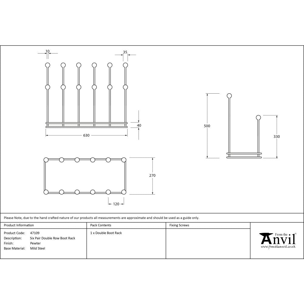 This is an image showing From The Anvil - Pewter Six Pair Boot Rack available from T.H Wiggans Architectural Ironmongery in Kendal, quick delivery and discounted prices